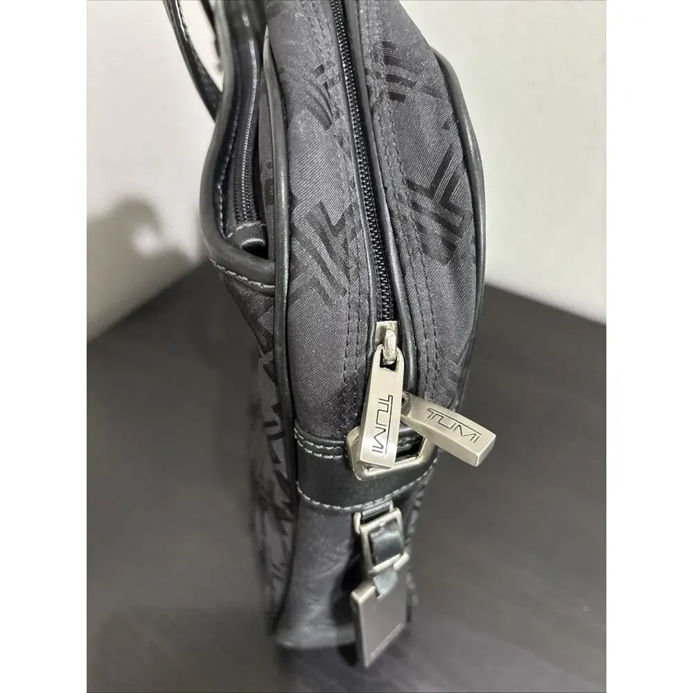 TUMI Black T Monogram Jacquard Nylon Canvas Laptop Briefcase Bag **MISSING STRAP